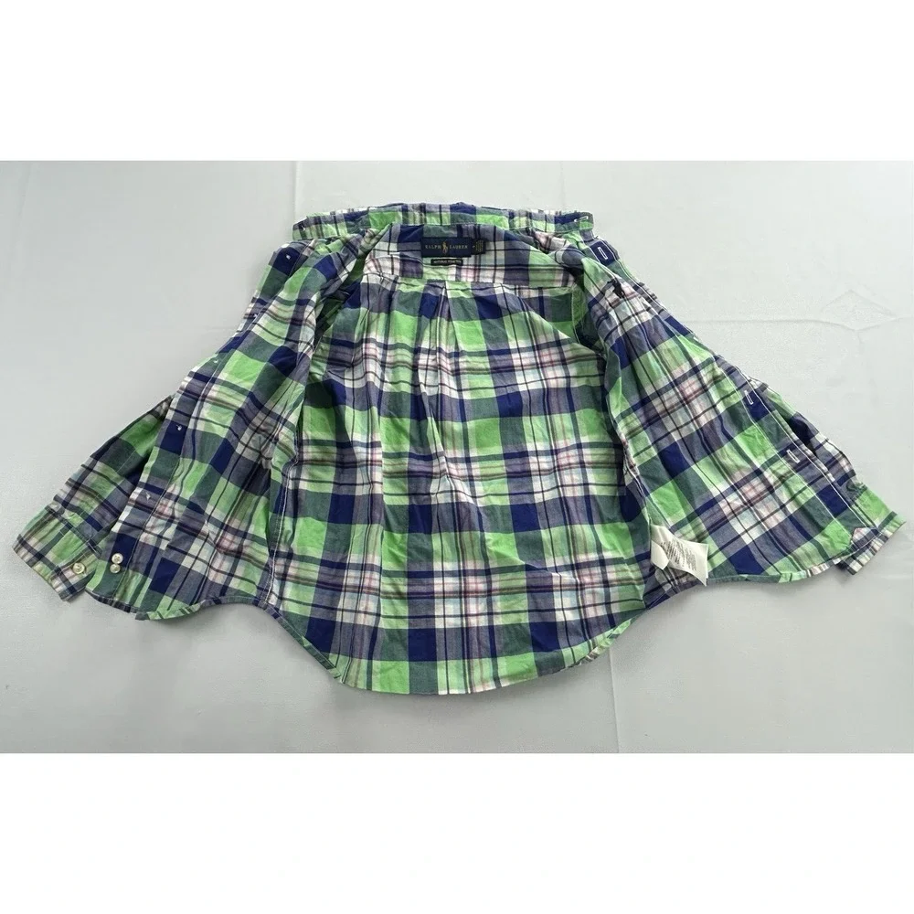 Ralph Lauren Boys Size 5 Plaid Button Down Shirts Lot of 2 Natural Stretch